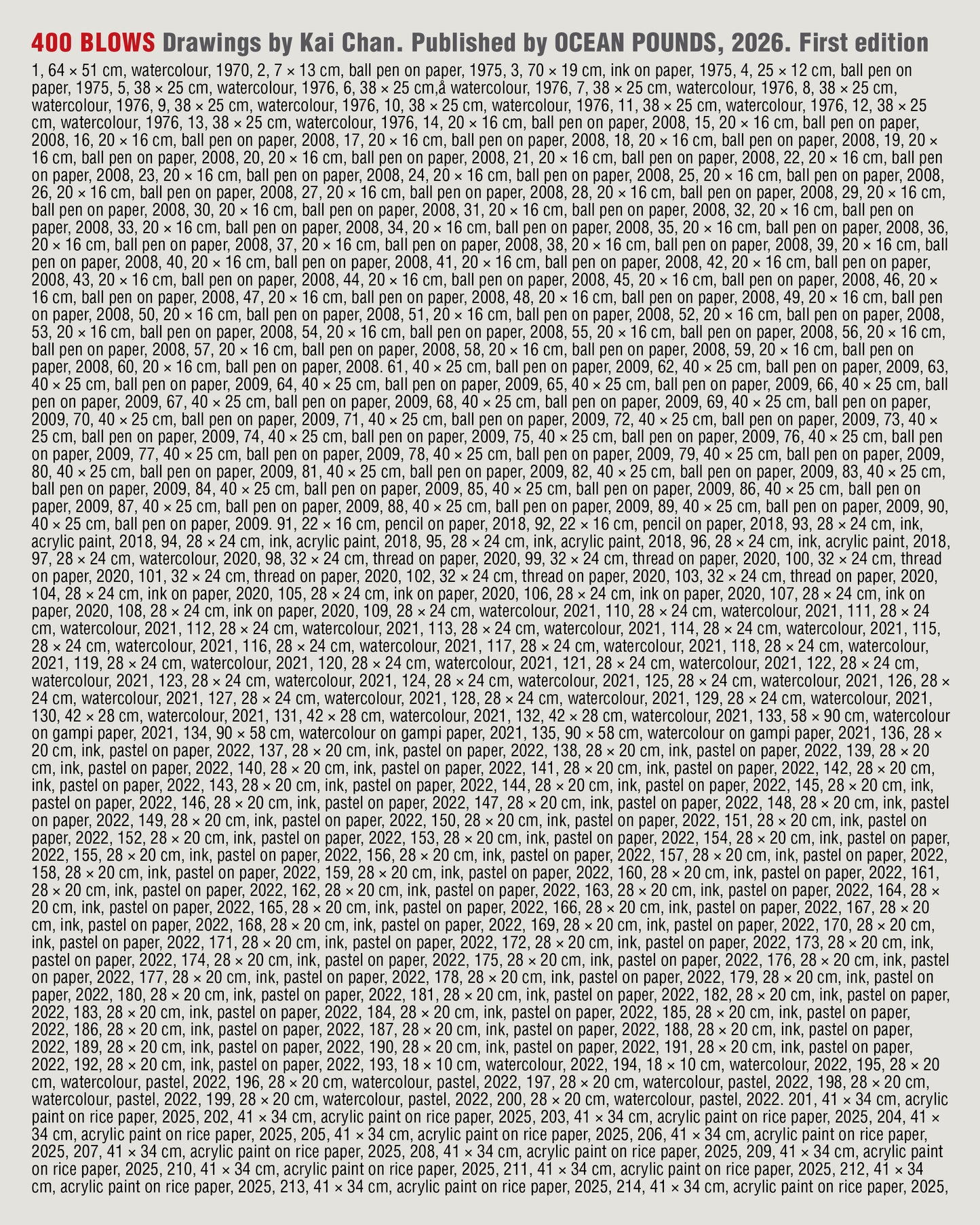 400 BLOWS: Drawings by Kai Chan