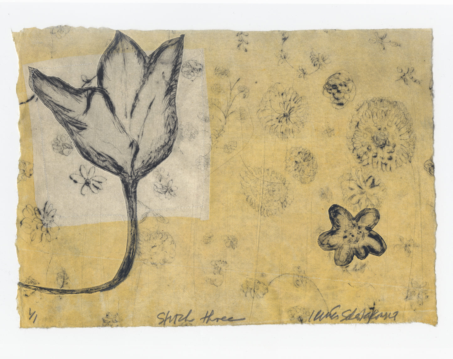 Irina Schestakowich - (drypoint+stitching flower) #3